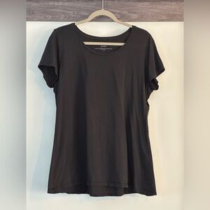 Pure Jill scoop neck elliptical tee, tunic,black, large, 100% cotton